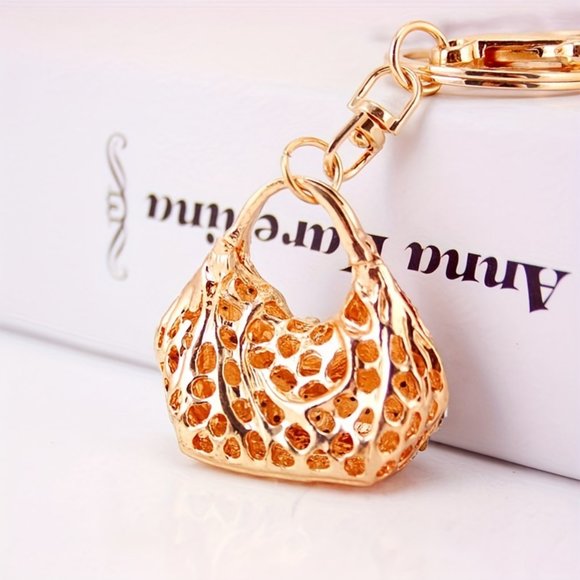 Alloy Rhinestone Heart Shape Ladies Handbag Keychain - Picture 4 of 6
